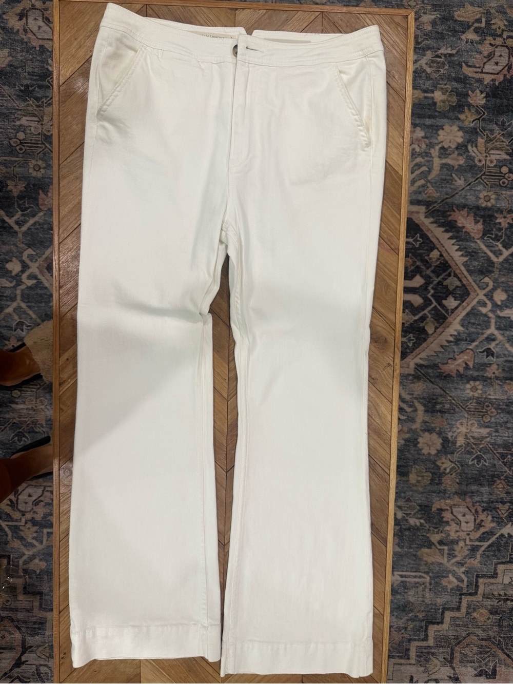 Pilcro and the Letterpress High Rise Boot Cut White Jeans